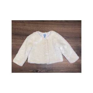 Baby Gap Faux Fur Jacket Coat Ivory Cream Toddler Girl Size 3T Soft Plush Lined